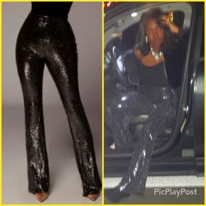JLux Label Black Sequin Pants
